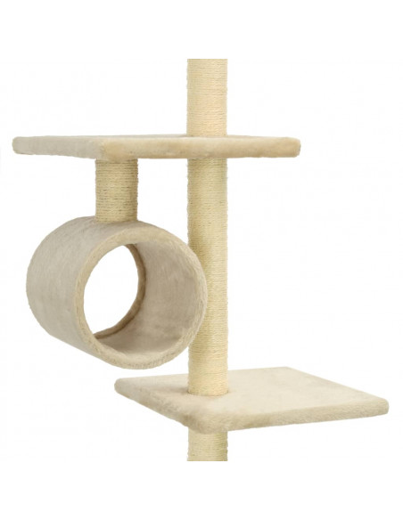 Albero per Gatti con Pali Tiragraffi in Sisal 260 cm Beige