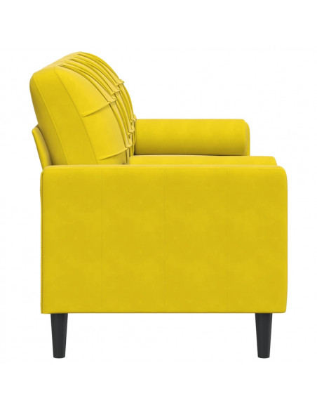 Divano a 3 Posti con Cuscini Giallo 180 cm in Velluto