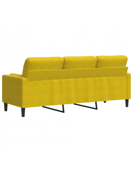 Divano a 3 Posti con Cuscini Giallo 180 cm in Velluto