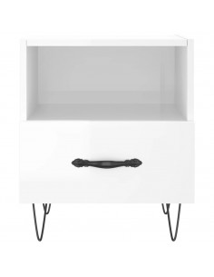 Comodini 2 pz Bianco Lucido 40x35x47,5 cm in Legno Multistrato 2