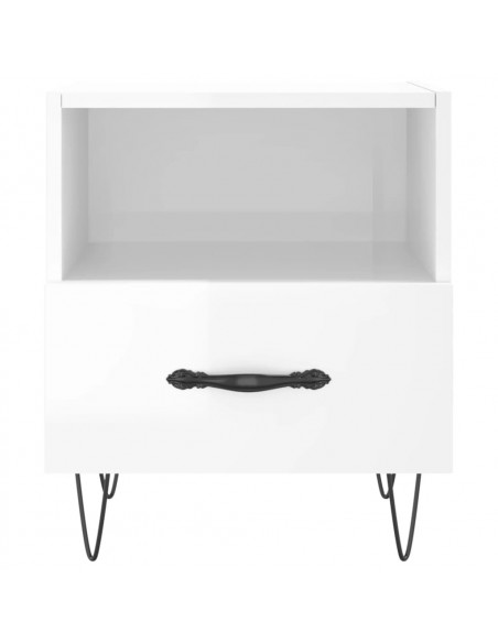 Comodini 2 pz Bianco Lucido 40x35x47,5 cm in Legno Multistrato