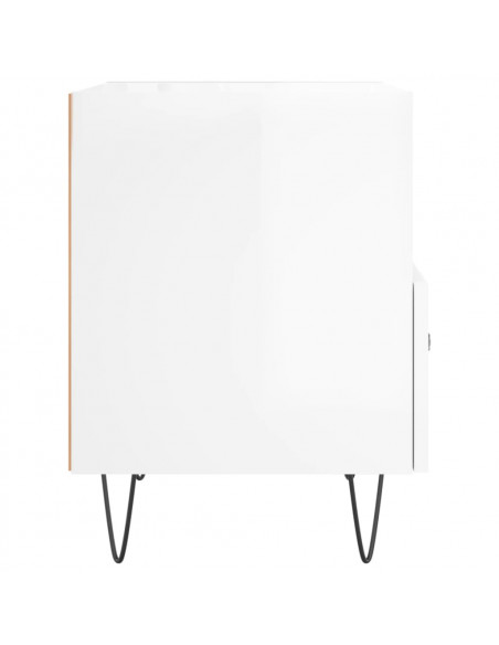 Comodini 2 pz Bianco Lucido 40x35x47,5 cm in Legno Multistrato