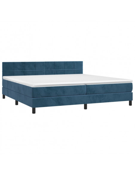 Giroletto a Molle con Materasso Blu Scuro 200x200 cm in Velluto