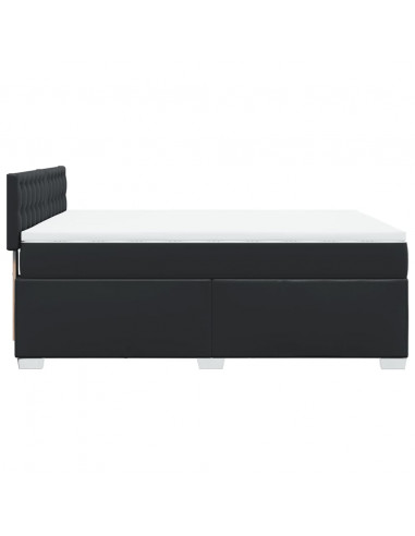 Giroletto a Molle con Materasso Nero 140x190 cm in Similpelle