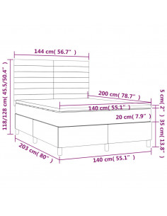 Giroletto a Molle con Materasso Nero 140x200 cm in Tessuto