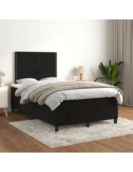 Giroletto a Molle con Materasso Nero 120x190 cm in Velluto
