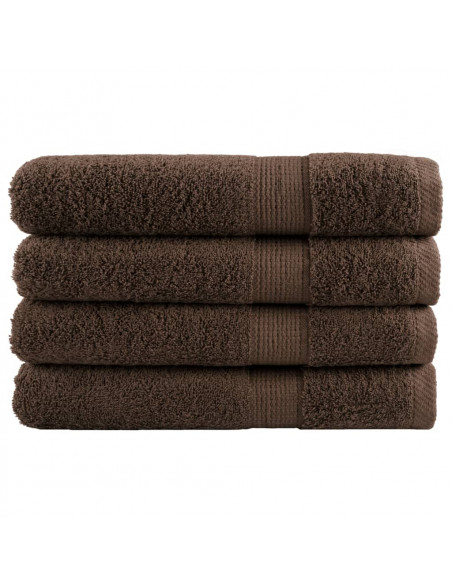 Asciugamani Premium 4 pz Marroni 100x200 cm 600gsm 100% Cotone