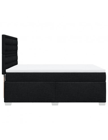 Giroletto a Molle con Materasso Nero 140x200 cm in Tessuto