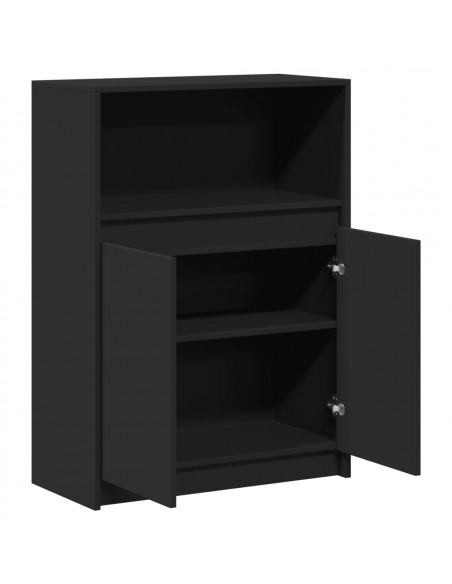 Credenza con LED Nera 72x34x100 cm in Legno Multistrato