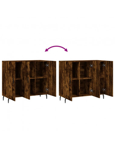 Credenza Rovere Fumo 90x34x80 cm in Legno Multistrato