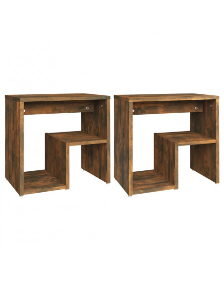 Comodini Rovere Fumo 2 pz 40x30x40 cm in Legno Multistrato
