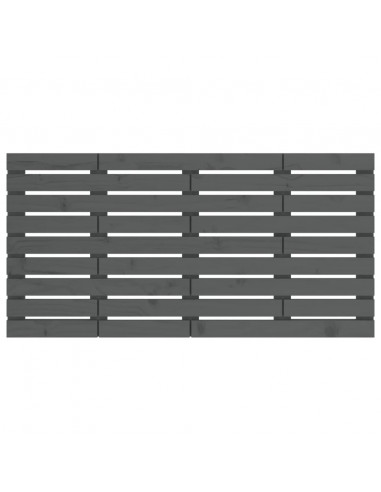Testiera da Parete Grigia 126x3x63 cm in Legno Massello di Pino