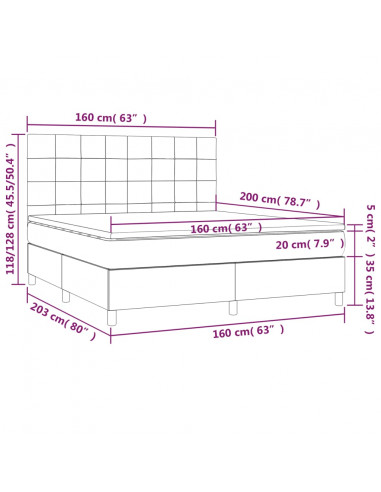 Giroletto a Molle con Materasso Nero 160x200 cm in Velluto