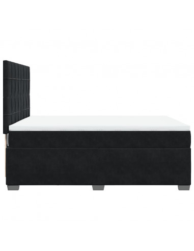 Giroletto a Molle con Materasso Nero 160x200 cm in Velluto