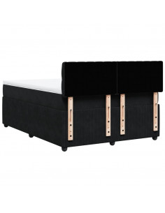 Giroletto a Molle con Materasso Nero 160x200 cm in Velluto 2