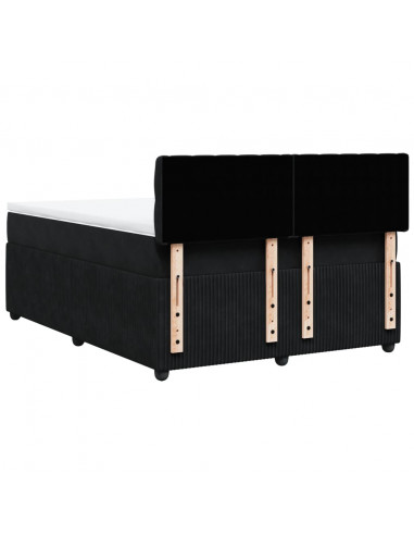 Giroletto a Molle con Materasso Nero 160x200 cm in Velluto