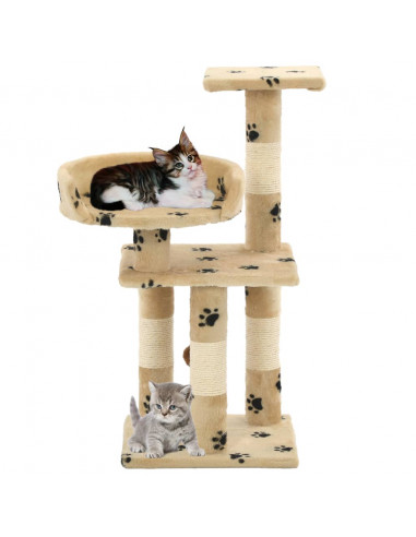 Albero per Gatti Tiragraffi in Sisal 65 cm Zampe Stampate Beige