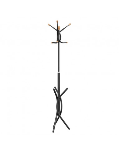 Appendiabiti Nero 176 cm in Ferro Verniciato a Polvere