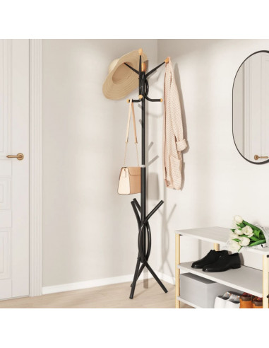 Appendiabiti Nero 176 cm in Ferro Verniciato a Polvere