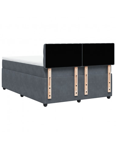 Giroletto a Molle con Materasso Grigio Scuro 140x200 cm Velluto