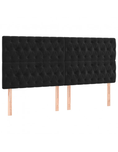 Giroletto a Molle con Materasso Nero 180x200 cm in Velluto