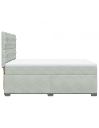 Giroletto a Molle con Materasso Grigio Chiaro 160x200cm Velluto