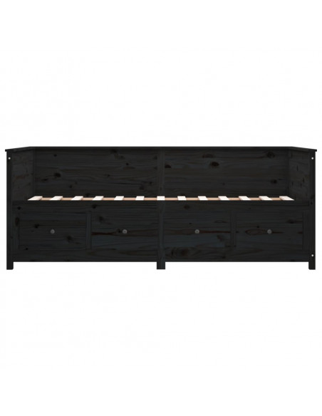 Dormeuse Nera 75x190 cm in Legno Massello di Pino