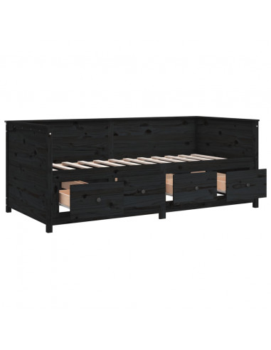 Dormeuse Nera 75x190 cm in Legno Massello di Pino