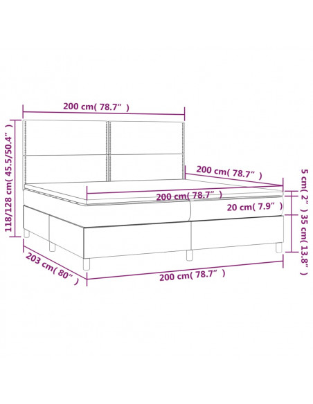 Giroletto a Molle con Materasso Nero 200x200 cm in Tessuto