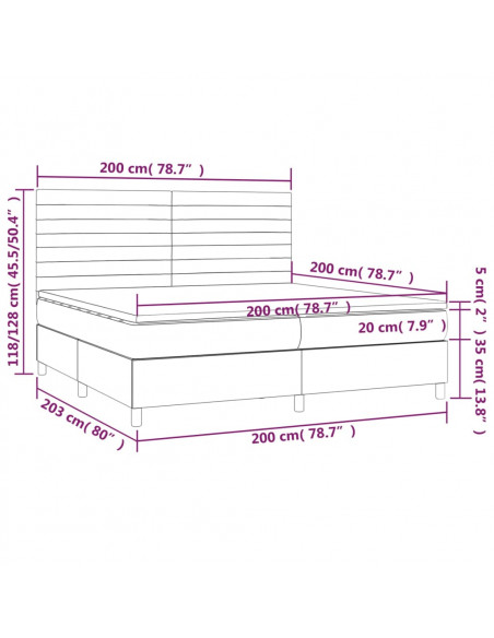 Giroletto a Molle con Materasso Nero 200x200 cm in Tessuto