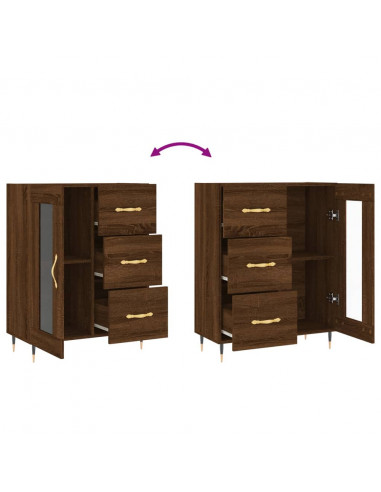 Credenza Rovere Marrone 69,5x34x90 cm in Legno Multistrato