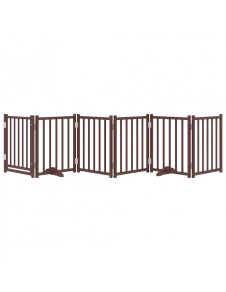 Cancello Cani Pieghevole Marrone 6Pannelli 300cm Massello Abete