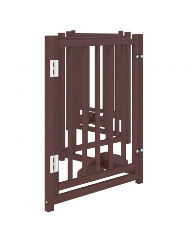 Cancello Cani Pieghevole Marrone 6Pannelli 300cm Massello Abete