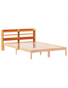 Testiera con Ripiani Marrone Cera 120 cm Legno Massello di Pino