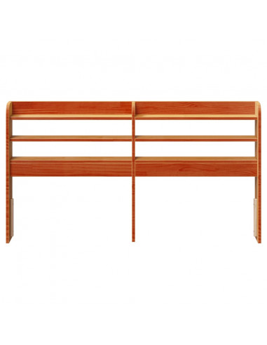 Testiera con Ripiani Marrone Cera 120 cm Legno Massello di Pino