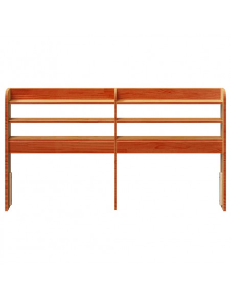 Testiera con Ripiani Marrone Cera 120 cm Legno Massello di Pino