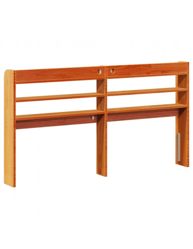 Testiera con Ripiani Marrone Cera 120 cm Legno Massello di Pino