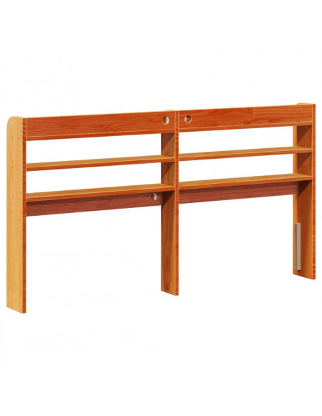 Testiera con Ripiani Marrone Cera 120 cm Legno Massello di Pino