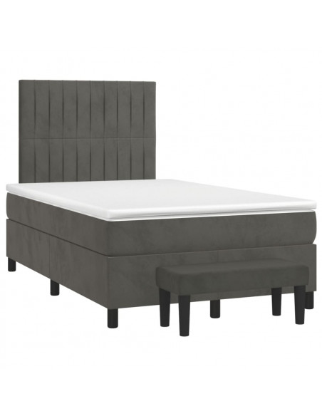 Giroletto a Molle con Materasso Grigio Scuro 120x190 cm Velluto