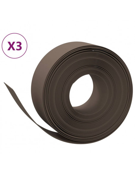 Bordature da Giardino 3 pz Marroni 10 m 20 cm in Polietilene