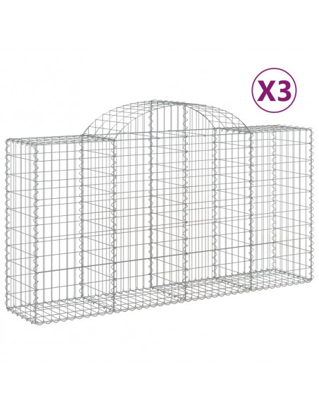 Cesti Gabbioni ad Arco 3 pz 200x50x100/120 cm Ferro Zincato