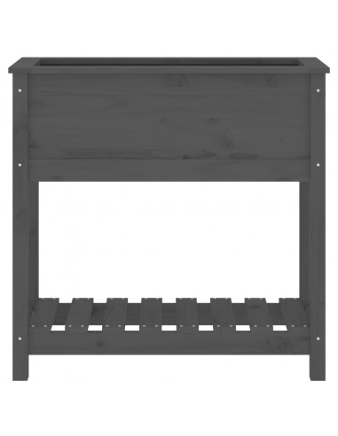 Fioriera con Mensola Grigia 82,5x34,5x81cm Legno Massello Pino