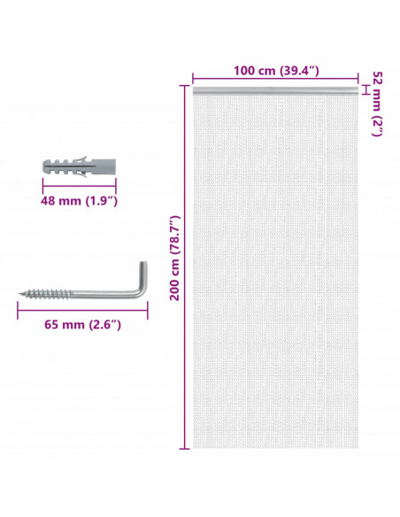 Zanzariera da Porta a Catena 100x200 cm in Alluminio