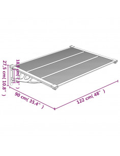 Tettoia per Porta Nero e Trasparente 122x90 cm in Policarbonato