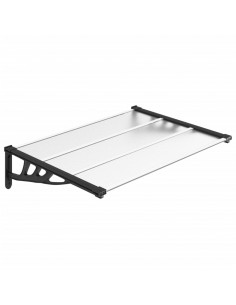 Tettoia per Porta Nero e Trasparente 122x90 cm in Policarbonato 2