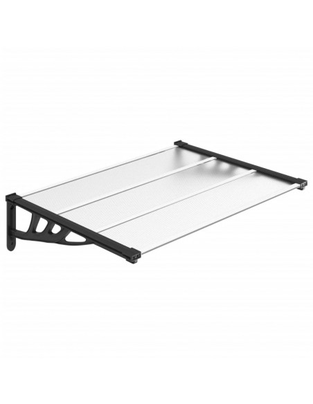 Tettoia per Porta Nero e Trasparente 122x90 cm in Policarbonato