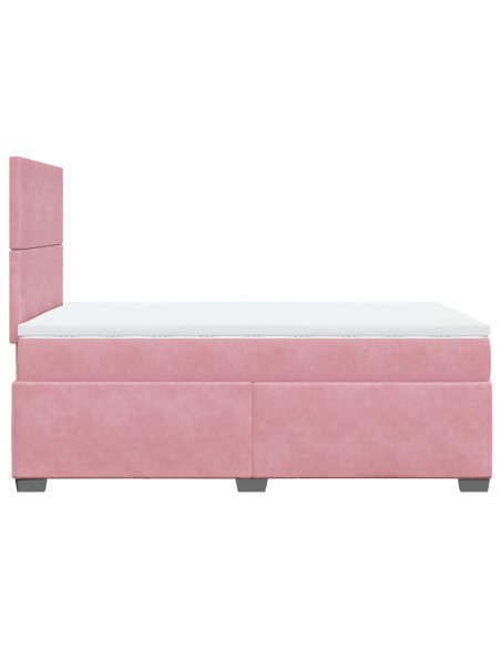 Giroletto a Molle con Materasso Rosa 120x190 cm in Velluto