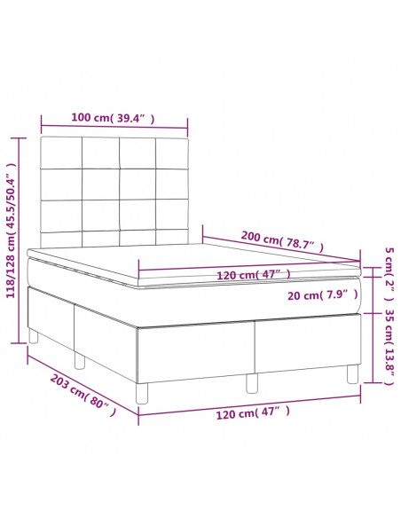 Giroletto a Molle con Materasso Rosa 120x200 cm in Velluto