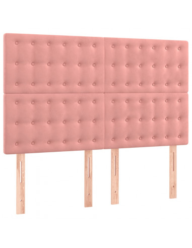 Giroletto a Molle con Materasso Rosa 140x190 cm in Velluto