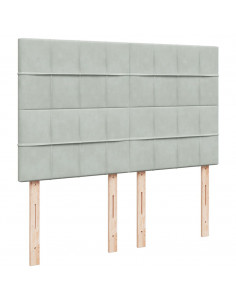 Giroletto a Molle con Materasso Grigio Chiaro 160x200cm Velluto 2